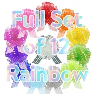 Set of 12 30mm Organza Rainbow Pull Bows - Multicolour Assorted Pack - Picture 1 of 2