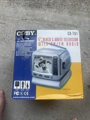 Coby 5 in B&W Portable Television with AM / FM Radio CX-TV1 Original Box - Image 1 of 4