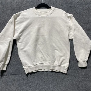 Hanes Sweatshirt Mens Medium White Ultimate Cotton Pullover Crewneck Blank Basic - Picture 1 of 9