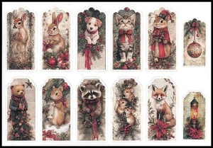Aufkleber - Bär Katze Hirsch Hund Fuchs Maus Hase Waschbär Eichhörnchen - Weihnachten CL170 - Bild 1 von 1