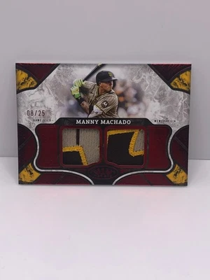 Manny Machado 2025 Topps Tier One Game Used GU Dual Jersey Patch Red Foil #08/25 - Image 1 of 2
