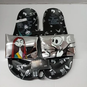Nightmare Before Christmas Damen-Pantoletten Metallic Größe 11 silberfarben NEU - Bild 1 von 5