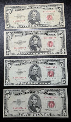 1953 1963 $5 Red Seal Star Notes - Circulated #BKAL - Image 1 of 4