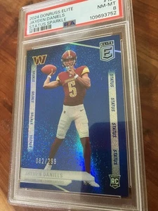 Commanders Jayden Daniels Elite Status Sparkle 082/299, PSA 8 - Picture 1 of 2