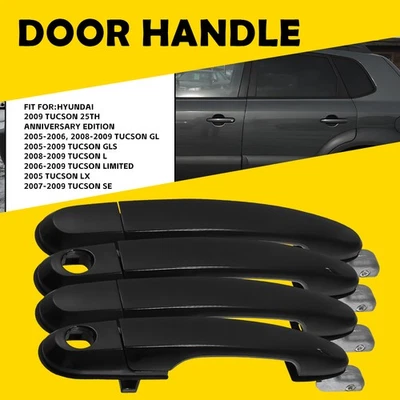Set of 4 Outer Exterior Door Handles For Hyundai Tucson 2005 2006 2007 2008 2009 Foto 1 de 4