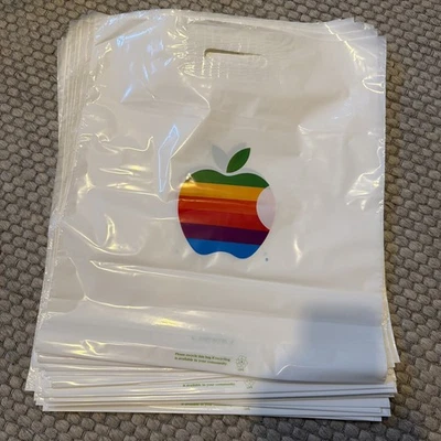 Vintage Apple Computer Vinyl Plastic Shopping Bag circa 1992, new. early 90s - Image 1 of 2