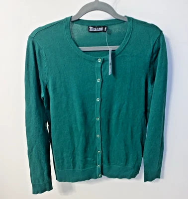 Cardigã suéter 7th Avenue New York And Co PETITE M verde joia botão para cima novo com etiquetas - Imagem 1 de 4