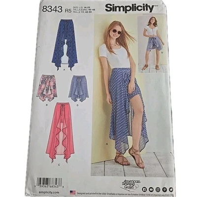 Simplicity 8343 Pattern Wrap Skirt Women's Size 14-22 Uncut - Image 1 of 4