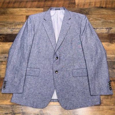 Stafford Classic Fit Blazer 44 Regular Blue Linen Blend Sport Coat - Image 1 of 4