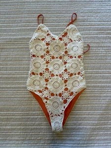 Boho Crochet One-Piece Swimsuit | Retro Festival Swimwear - Picture 1 of 8