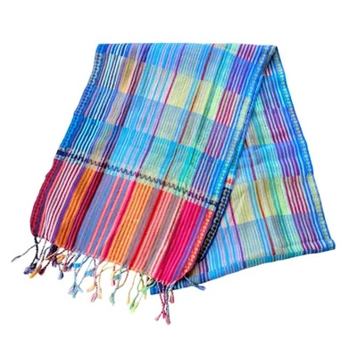 Bufanda Coldwater Creek 100 % lana multicolor con flecos talla 70"x13" Foto 1 de 4