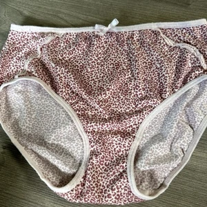 Vtg Panties Adrienne Vittadini Nylon Bikini Brief Medium Pink Leopard Print - Picture 1 of 7