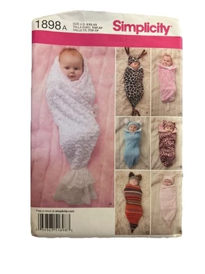 Simplicity 1898a Size XXS, XS Baby Swaddling Sacks and Hats UNCUT Pattern - Image 1 of 4