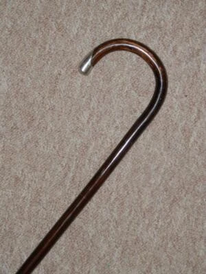 Antique Flexible Stick/Cane - Crook Handle H/m Silver Crown - 93.5cm - Image 1 of 4