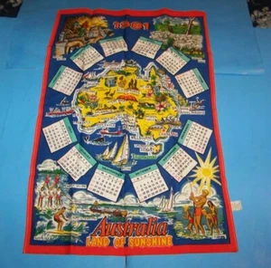 Vintage Calendar 1981 Australia "Land Of Sunshine" Cloth Calendar - Picture 1 of 5