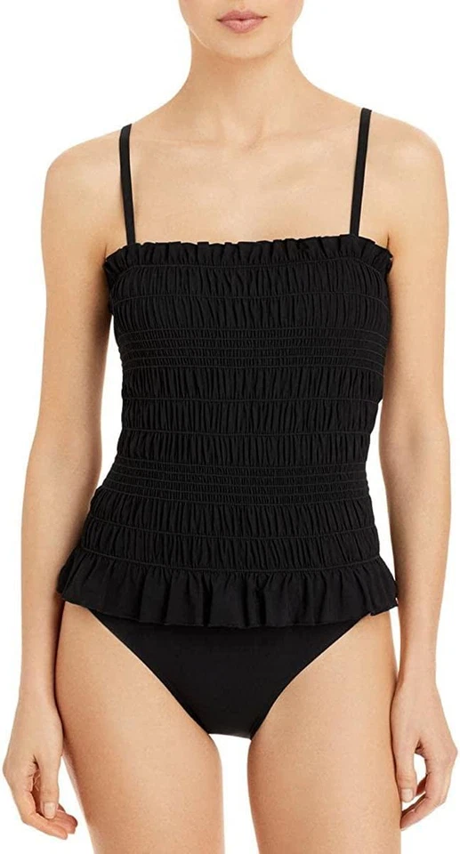 Tory Burch Black Costa Smocked One-piece Swimsuit Small Mjn28
