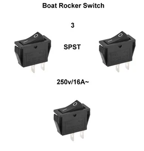 3 Boat Rocker Switch Black SPST ON/OFF AC 250V/16A NEW Fielect KCD 3 New NESCO - Picture 1 of 2