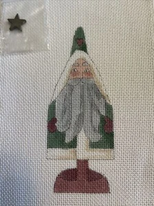 Old Time Santa Needlepoint Canvas With Embellishment - Picture 1 of 4
