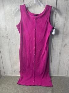 Art Class Girls Sleeveless Fuchsia Pink Ribbed Button Front Dress XL (14/16) - Picture 1 of 7