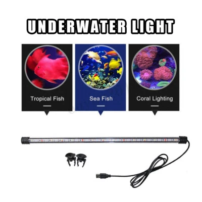 Acquario Fish Tank 5050 RGB Striscia LED Luci Barra Lampada Sommergibile USB Luci UK! - Immagine 1 di 4