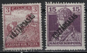 HUNGARY:1918-19 SC#154,169 MH/Used Harvesting Wheat, Charles IV T - Picture 1 of 2