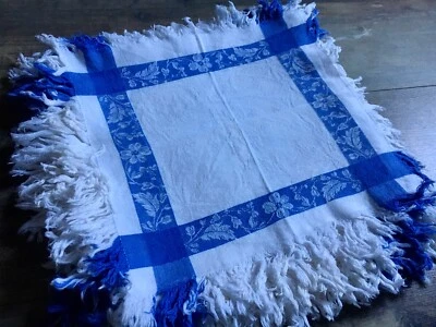 LOT LINGE ANCIEN ANCIENNES SERVIETTES DE TABLE  DAMASSÉE FRANGÉE - Photo 1/4