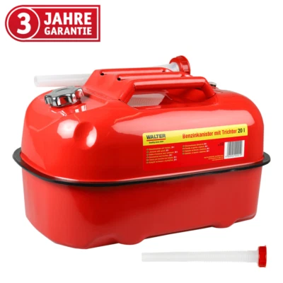 WALTER liegender Benzinkanister 20L, flexibler Trichter, aus Metall, beschichtet - Bild 1 von 4