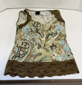 J.T.B. Gypsy Tank Top Sleaveless with Lace on Sleeve and bottom, Used - Picture 1 of 13