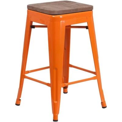 Flash Furniture 24" Backless Metal Counter Stool in Orange - Image 1 of 4