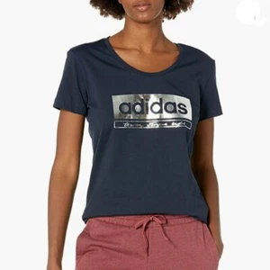 Adidas Women's Foil Graphic Tee, GL2848, Color: Ink, Size: Small (New With Tag) - Picture 1 of 6