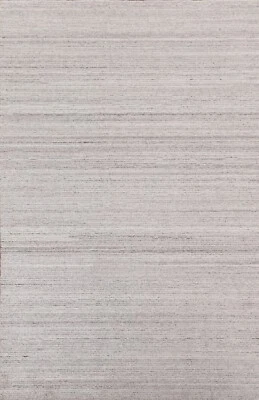 Solid Pattern Light Gray 4x6 ft Gabbeh Indian Rug Modern Décor Office/ Rooms - Image 1 of 4