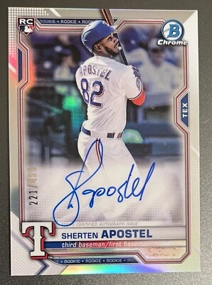 2021 Topps Bowman Chrome Sherten Apostel Autograph Rookie Refractor Card BCRA-SA - Image 1 of 2