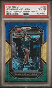 2022 Panini Prizm 254 Bennedict Mathurin Blue/Yellow/Green Choice PSA 10 Rookie