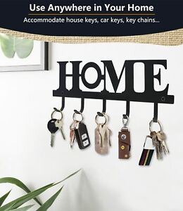 Key Holder Black Metal Wall Mount Vintage Keys Hook Home Decor Rustic Key Hanger