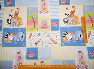 Nursery Fabric By The Half-Yard Bazoople Patch Animals Sweet Dreams Baby Cotton - Picture 1 of 2