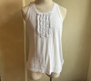DSQUARED² RUNWAY COOL WHITE RUFFLE DETAIL TANK TOP T SHIRT M - Picture 1 of 12
