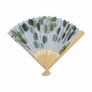 Eucalyptus Printed Folding Hand Fans, Wedding, Party Supplies, 12 Pieces - Picture 1 of 1