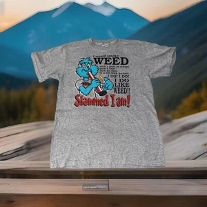Men’s Dr. Seuss Gray Graphic T Shirt Medium Smoking 420 Cannabis Funny Rhyme Wee - Picture 1 of 9