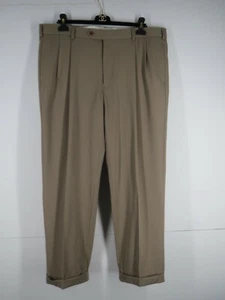 Pantalones de lana Brooks Brothers talla W38/L37 para hombre caqui tostado plisado puños Madison - Imagen 1 de 12