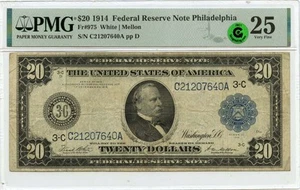 1914 $20 FRN Philadelphia Fr# 975 PMG VF25 GCC Green - Picture 1 of 2