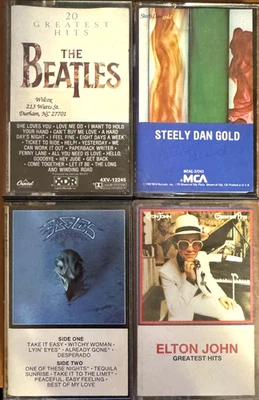 4 CASSETTE TAPE ROCK LOT - STEELY DAN/EAGLES/THE BEATLES/ELTON JOHN - VG+/VG+ - Image 1 of 4