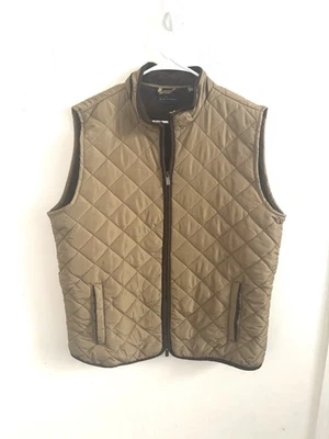 Elie Tahari Womens Quilted Vest XL Tan Zip Front XL Preppy Fall Layering Winter  - Image 1 of 4