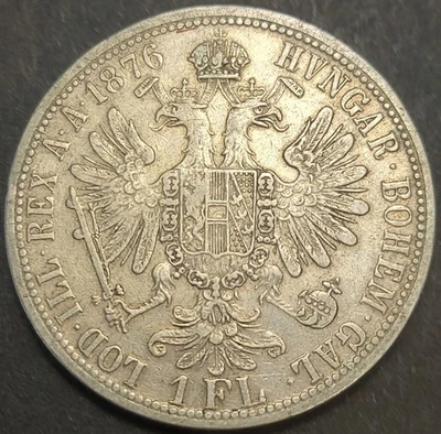 AUSTRIA ÖSTEREICH 1 FLORIN 1876 KM#2222 VF++ SILVER FRANCIS JOSEPH I. 1848-1916 - Image 1 of 4