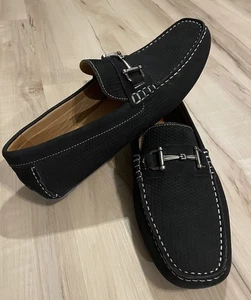 1901 Destin Horsebit Leder Fahrschuhe Herren Größe 9,5 schwarz Slipper adrette - Bild 1 von 7