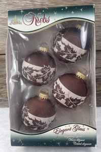 VTG Krebs Matte Brown Christmas Ornaments Leaf Leaves Set Of 4 Woodland Maple - Picture 1 of 12