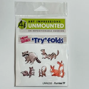 Art Impressions Rubber Stamps 4208 Furries TF Tryfolds Furry Friends Watercolor - Picture 1 of 3