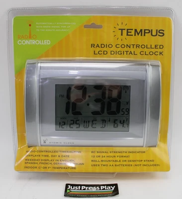 Tempus Radio Controlled LCD Digital Atomic Clock Large Number Display New/Sealed - Image 1 of 4