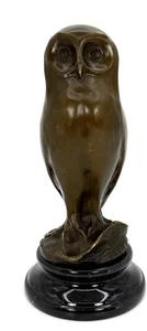 Owl Bird Bronze Metal Statue Sculpture on Marble Base Signed Milo J.B. Deposee - Picture 1 of 14