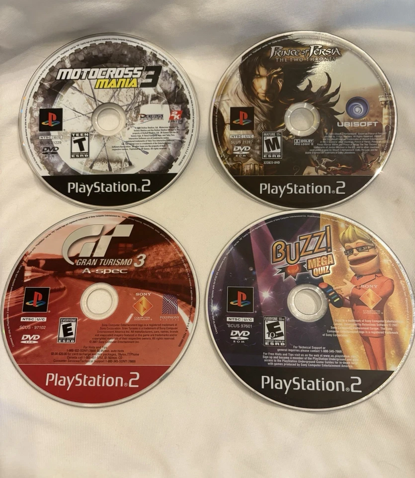 Ps2 Game Bundle (Prince Of Persia, Gran Turismo 3, Motocross, Buzz Mega Quiz) - Image 1 of 1