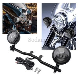 Black LED Fog Auxiliary Lights & Light Bracket Kit For BMW R 18 B R18B 2021-2023 - Picture 1 of 24